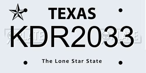 KDR2033 Texas License Plate