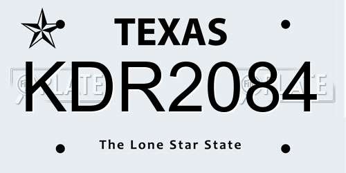 KDR2084 Texas License Plate