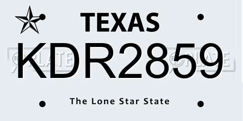 KDR2859 Texas License Plate