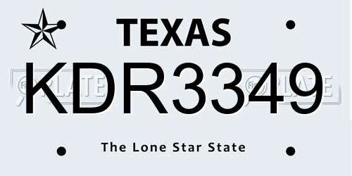 KDR3349 Texas License Plate