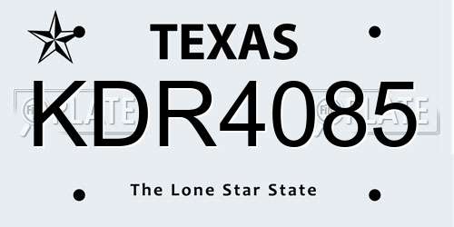 KDR4085 Texas License Plate