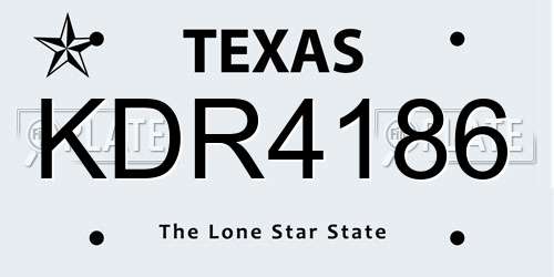 KDR4186 Texas License Plate