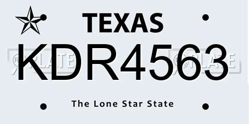 KDR4563 Texas License Plate