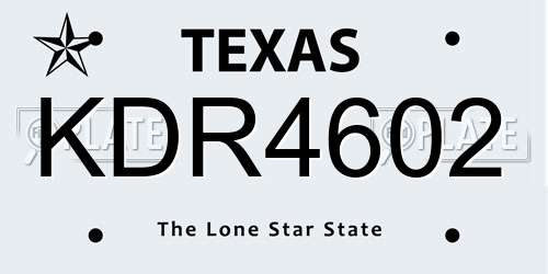 KDR4602 Texas License Plate