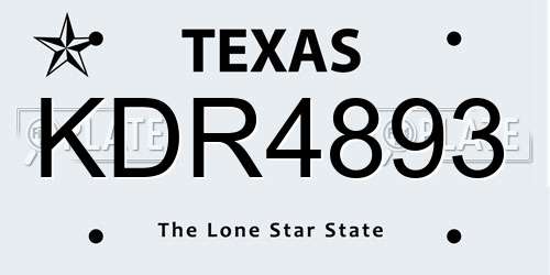 KDR4893 Texas License Plate