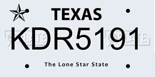 KDR5191 Texas License Plate