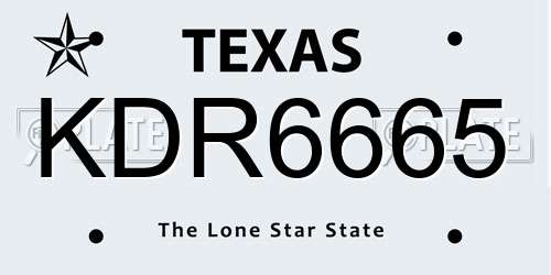 KDR6665 Texas License Plate