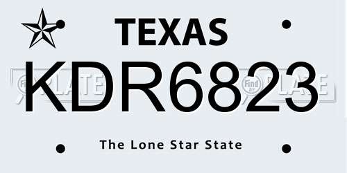 KDR6823 Texas License Plate
