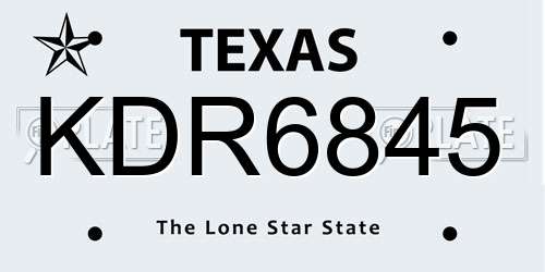 KDR6845 Texas License Plate