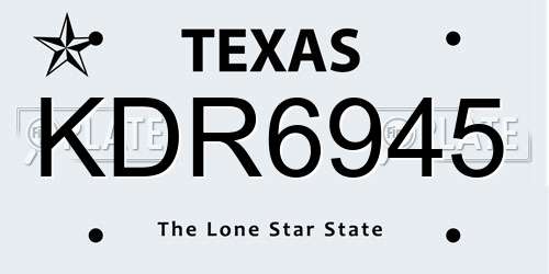 KDR6945 Texas License Plate