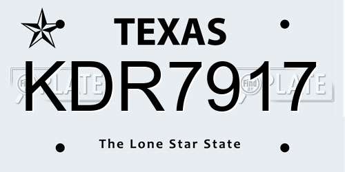KDR7917 Texas License Plate