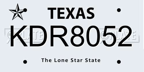 KDR8052 Texas License Plate