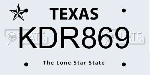 KDR869 Texas License Plate