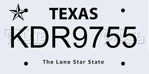 KDR9755 Texas License Plate
