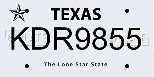 KDR9855 Texas License Plate