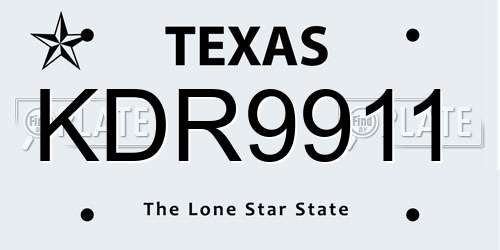KDR9911 Texas License Plate