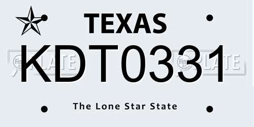 KDT0331 Texas License Plate