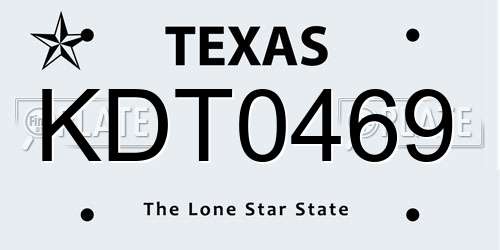 KDT0469 Texas License Plate