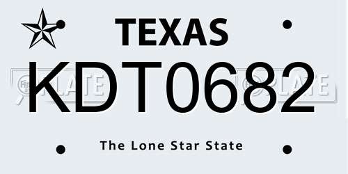 KDT0682 Texas License Plate