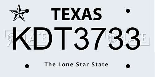 KDT3733 Texas License Plate