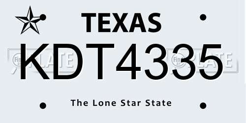 KDT4335 Texas License Plate