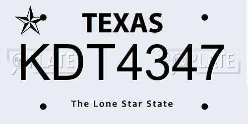 KDT4347 Texas License Plate