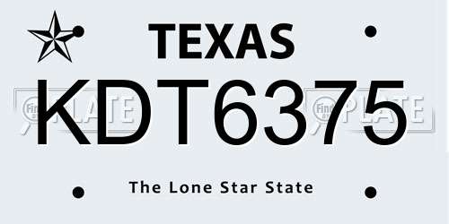 KDT6375 Texas License Plate