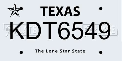 KDT6549 Texas License Plate