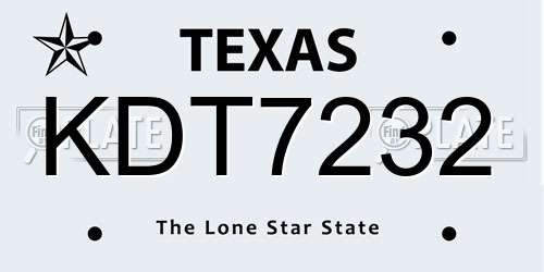 KDT7232 Texas License Plate