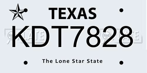 KDT7828 Texas License Plate
