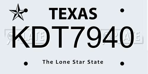 KDT7940 Texas License Plate