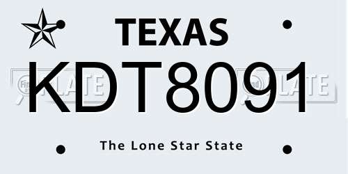 KDT8091 Texas License Plate
