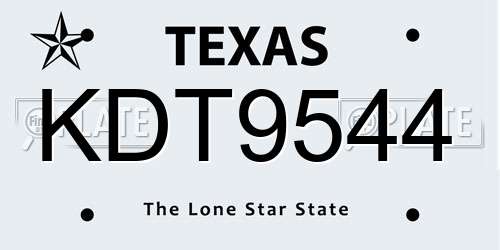KDT9544 Texas License Plate