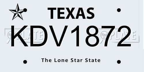 KDV1872 Texas License Plate