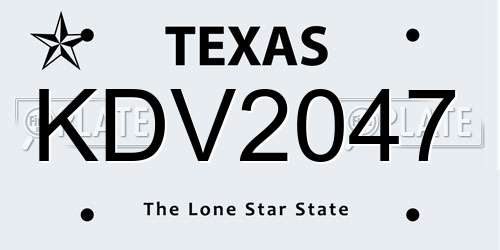 KDV2047 Texas License Plate
