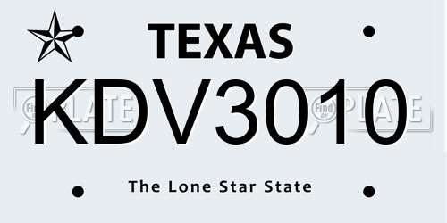 KDV3010 Texas License Plate