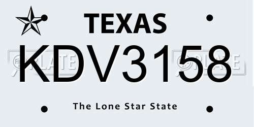 KDV3158 Texas License Plate