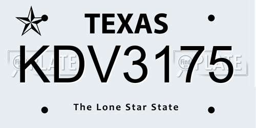 KDV3175 Texas License Plate