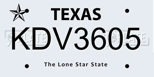 KDV3605 Texas License Plate