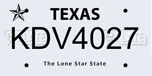 KDV4027 Texas License Plate