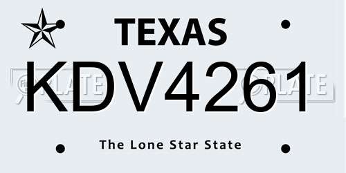 KDV4261 Texas License Plate