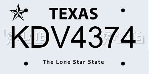 KDV4374 Texas License Plate