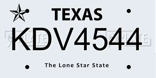 KDV4544 Texas License Plate