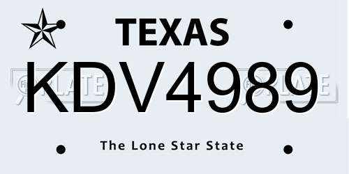 KDV4989 Texas License Plate