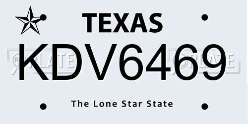 KDV6469 Texas License Plate