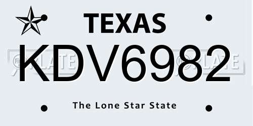 KDV6982 Texas License Plate
