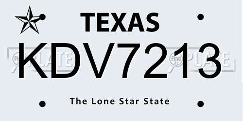 KDV7213 Texas License Plate