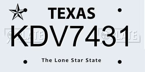 KDV7431 Texas License Plate