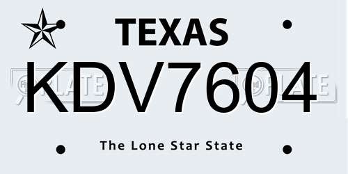 KDV7604 Texas License Plate