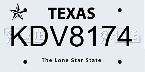 KDV8174 Texas License Plate